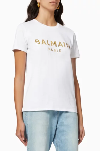 Balmain Button-Details T-shirt in Cotton Jersey        