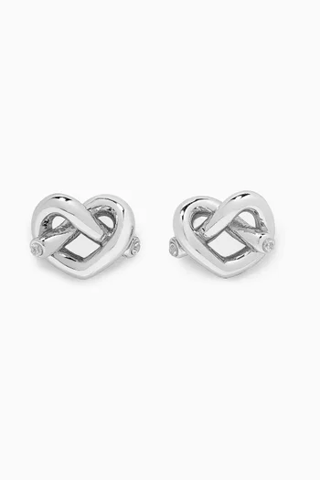 Loves Me Knot Studs in Silver Plating   