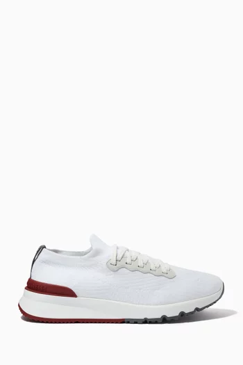 Low Top Sneakers in Perforated Cotton Knit         