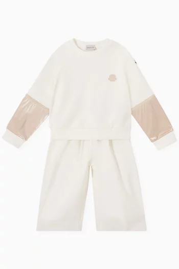 Bi Material Tracksuit Set in Cotton Knit 