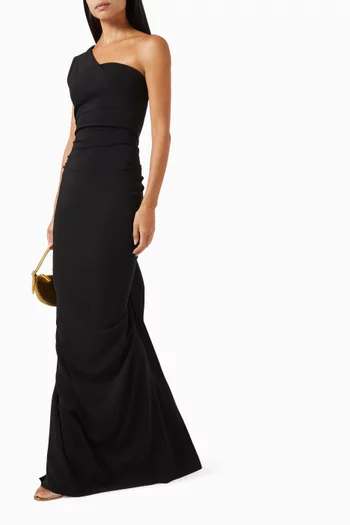 One-shoulder Gown in Odessa Stretch Crepe
