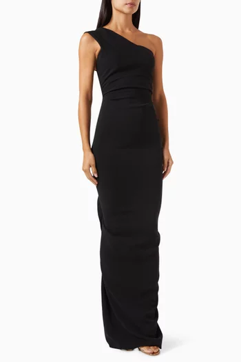 One-shoulder Gown in Odessa Stretch Crepe