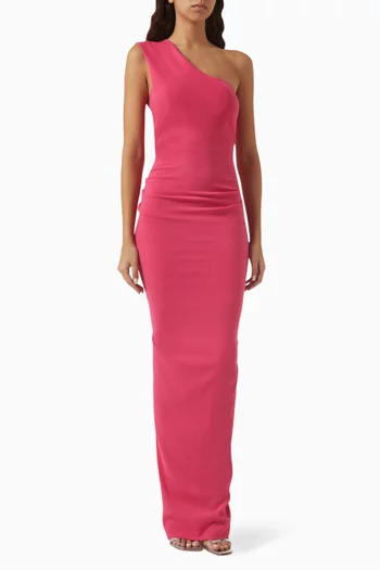 One-shoulder Gown in Odessa Stretch Crepe