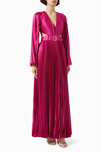 Pleated Maxi Dress in Charmeuse