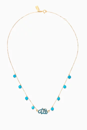 "Allah" Necklace with Turquoise in 18kt Yellow Gold   