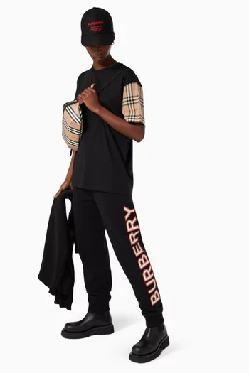 تي شيرت كاريك جيرسيه بأكمام بنقشة مربعات