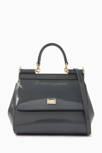Small Sicily Top-handle Bag in Polished Leather