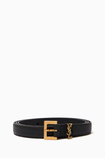 Monogram Thin Belt with Square Buckle in Smooth Leather     