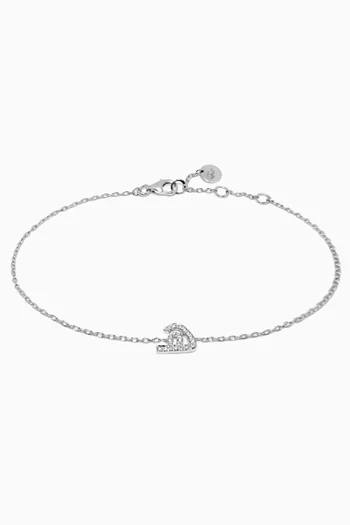 "H" Letter Bracelet with Diamonds in 18kt White Gold