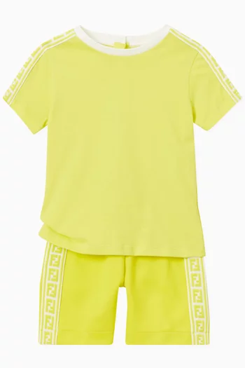 Side Logo Band Shorts in Cotton Blend 