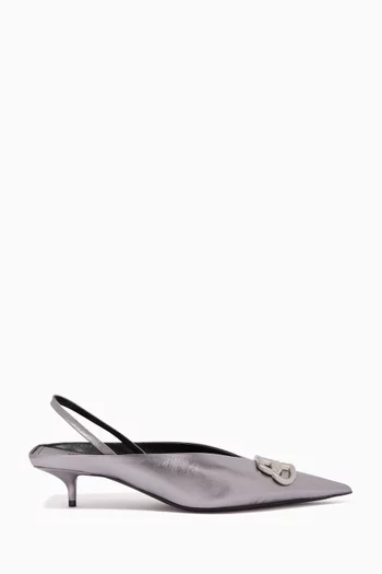 BB Square Knife Slingback Mules in Metallic Leather 