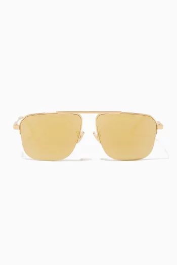 Square Aviator Frame Sunglasses in Metal 
