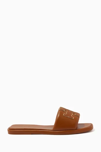 Double T Logo Slides in Leather