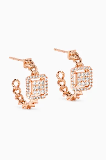 Quwa Square Diamond Earring in 18kt Rose Gold         