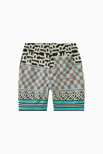 Checkerboard Montage Print Shorts in Mesh