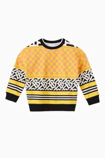 Checkerboard Montage Print Sweatshirt in Cotton
