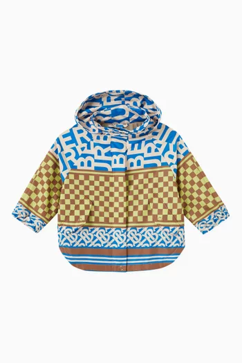 Checkerboard Montage Print Hooded Jacket