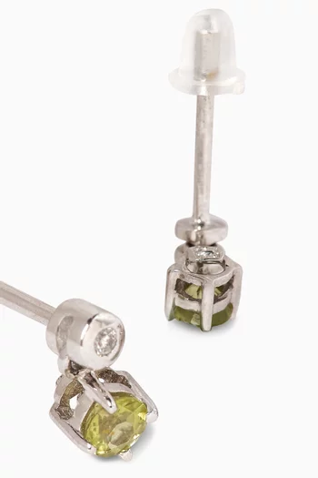 Diamond & Peridot Drop Earrings in 18kt White Gold