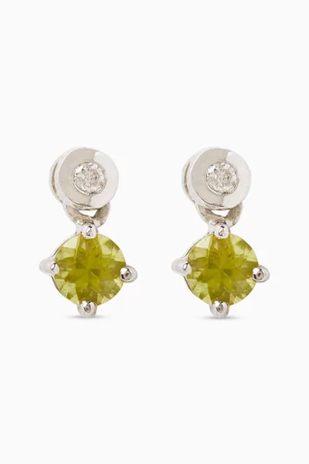 Diamond & Peridot Drop Earrings in 18kt White Gold