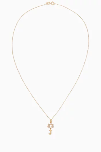 Cat Initial Diamond Pendant Necklace in 18kt Gold