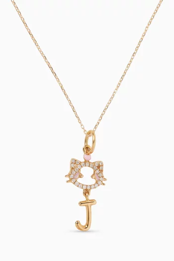 Cat Initial Diamond Pendant Necklace in 18kt Gold