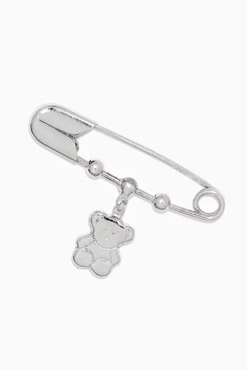 Teddy Bear Baby Pin in 18kt White Gold 