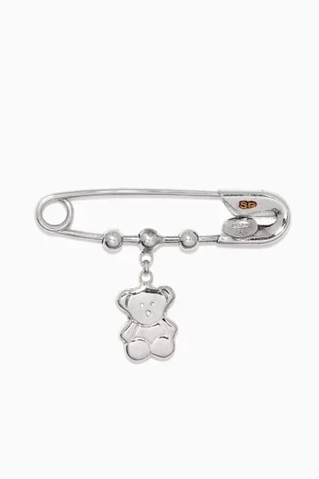Teddy Bear Baby Pin in 18kt White Gold 