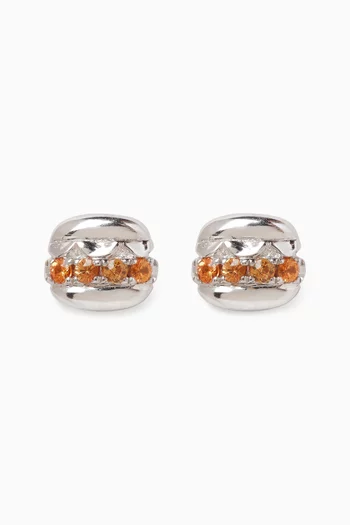 Chocolate Macaron Sapphire Earrings in 18kt White Gold