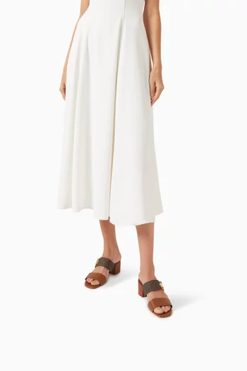 حذاء مفتوح بشعار حرفي MK وكعب 60 مم جلد وقنب بشعار الماركة