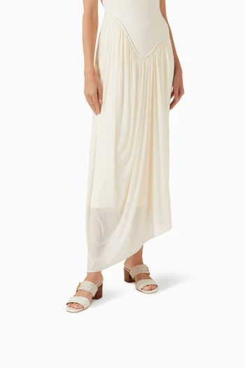 حذاء مفتوح بشعار حرفي MK وكعب 60 مم جلد وقنب بشعار الماركة