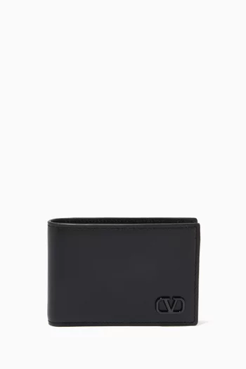 محفظة فالنتينو غارافاني ثنائية الطي جلد عجل بشعار V
