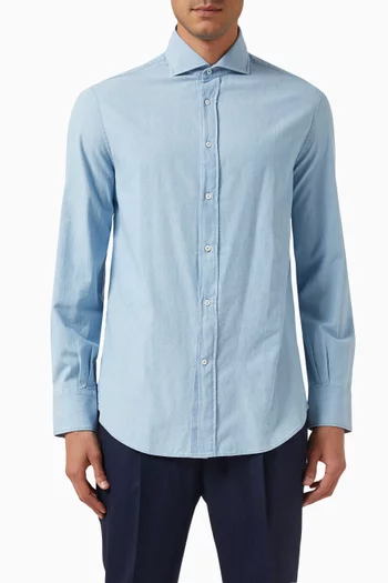 Denim-effect Shirt in Cotton Chambray