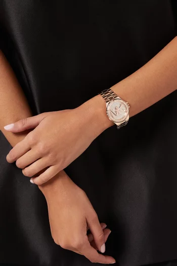 ساعة لينوكس كوارتز مرصعة بأحجار بافيه، 37 مم