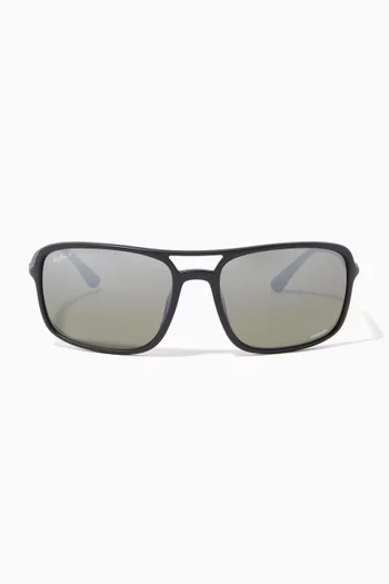 RB4375 Chromance Rectangular Sunglasses in Nylon Fibre 