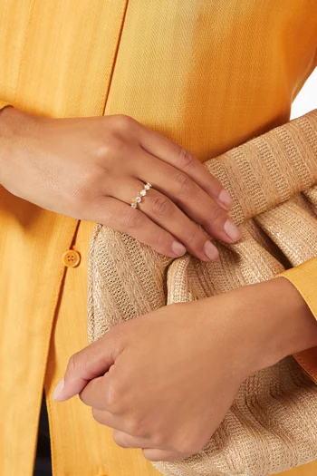 Vintage Hexagon Five Diamond Ring in 18kt Yellow Gold 