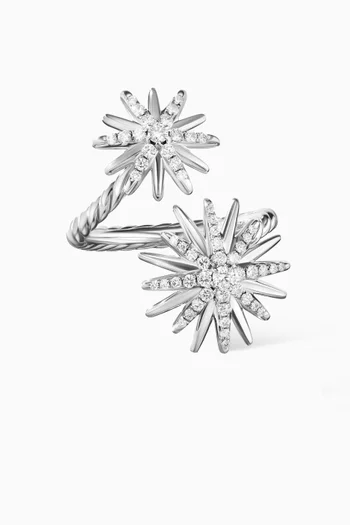 Starburst Diamond Bypass Ring in Sterling silver