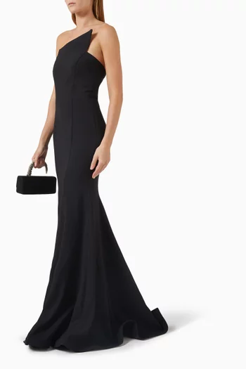 Asymmetric Gown in Pebbled Crepe