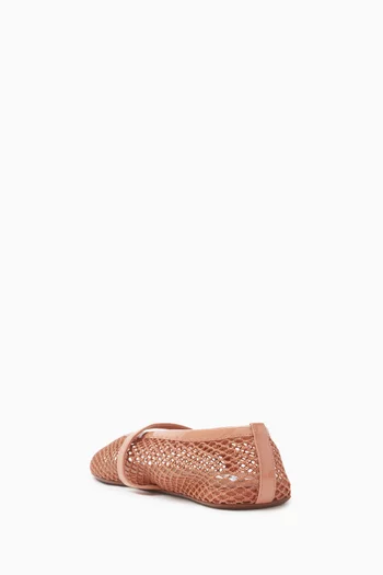 Fishnet Ballet Flats in Mesh & Patent Leather