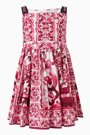 Majolica Print Dress in Cotton Poplin