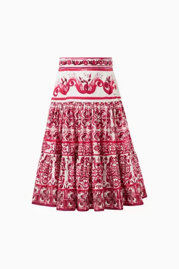 Maiolica-print Midi Skirt in Cotton