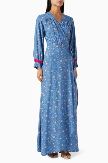 فستان كيت طويل بتصميم ملفوف رايون بنقشة زهور