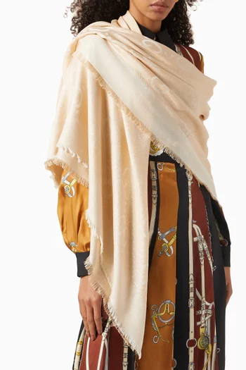GG Lamé Jacquard Shawl in Wool-blend