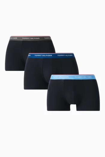Essentrial Logo Trunks in Cotton Stretch Jersey, Set of 3