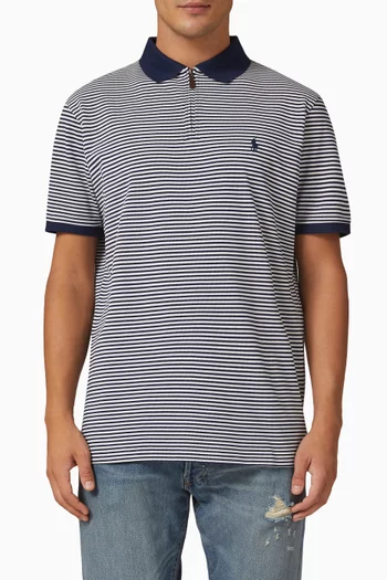 Contrast Stripe Polo Shirt in Cotton  