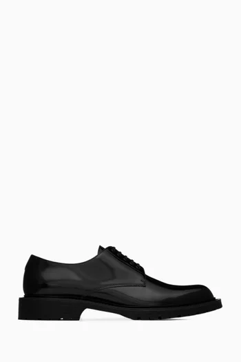 Army Derby Shoes in Patent Leather