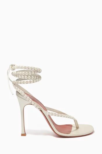 Cora 105 Pearl Lace-up Heels in Leather