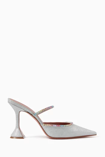 Gilda 95 Crystal-embellished Mules in Leather
