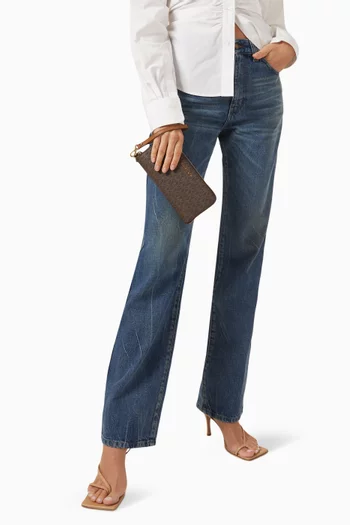 Jet Set Large Wristlet in Logo-print Canvas 