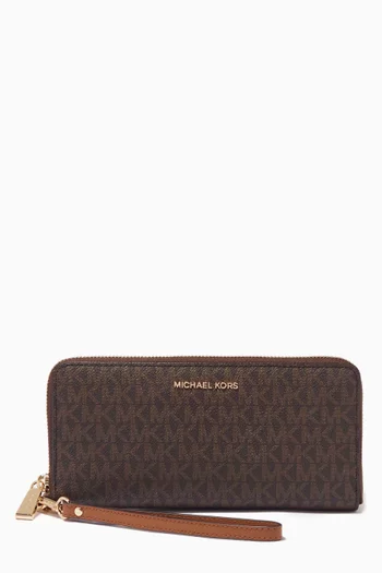 Jet Set Large Wristlet in Logo-print Canvas 