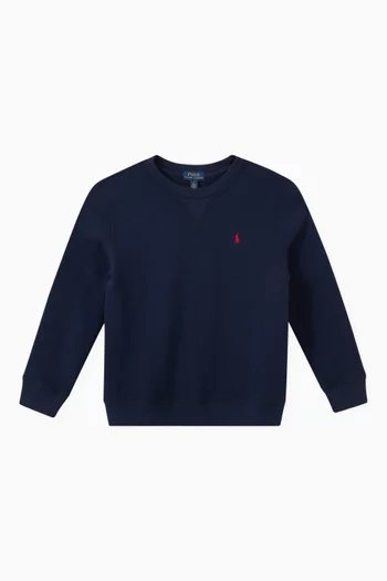 سويت شيرت مزيج قطن بشعار الماركة بتصميم صغير